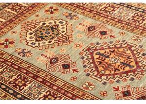Tappeto Kazak Fine Stilizzato Verde Salvia Rosso Mattone 100x155 Cm