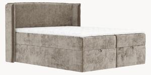 Letto boxspring in ciniglia fatto a mano con contenitore Passion, H4