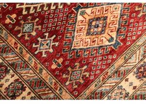 Tappeto Kazak Fine Geometrico Rosso Scuro Avorio 91x155 Cm