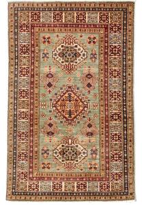 Tappeto Kazak Fine Stilizzato Verde Salvia Rosso Mattone 100x155 Cm