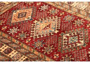 Tappeto Kazak Fine Geometrico Rosso Scuro Avorio 91x155 Cm