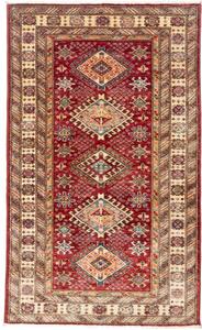 Tappeto Kazak Fine Geometrico Rosso Scuro Avorio 91x155 Cm