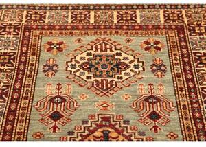 Tappeto Kazak Fine Stilizzato Verde Salvia Rosso Mattone 100x155 Cm