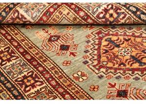 Tappeto Kazak Fine Stilizzato Verde Salvia Rosso Mattone 100x155 Cm