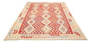Tappeto Kilim Geometrico Rosso Avorio 183x245 Cm