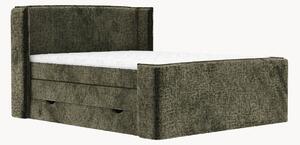 Letto boxspring in ciniglia fatto a mano con contenitore Freeland, H4