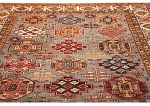 Tappeto Kazak Fine Geometrico Grigio Taupe Multicolore 210x307 Cm