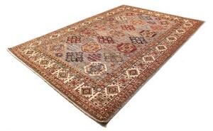 Tappeto Kazak Fine Geometrico Grigio Taupe Multicolore 210x307 Cm