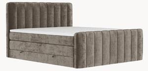 Letto boxspring in ciniglia fatto a mano con contenitore Novara, H4