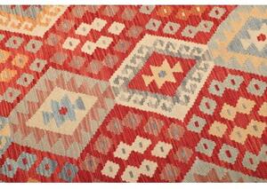 Tappeto Kilim Geometrico Rosso Avorio 183x245 Cm