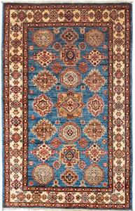 Tappeto Kazak Fine Geometrico Blu Avorio 101x151 Cm
