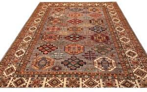 Tappeto Kazak Fine Geometrico Grigio Taupe Multicolore 210x307 Cm