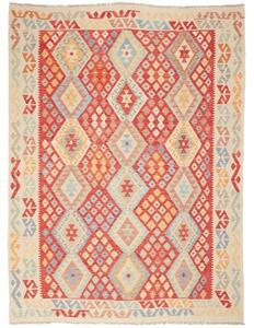 Tappeto Kilim Geometrico Rosso Avorio 183x245 Cm