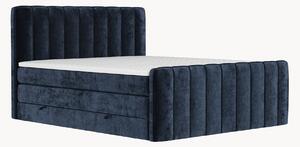 Letto boxspring in ciniglia fatto a mano con contenitore Novara, H4