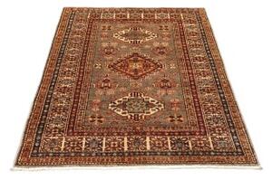 Tappeto Kazak Fine Geometrico Marrone Rosso 101x144 Cm