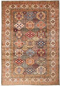 Tappeto Kazak Fine Geometrico Marrone Multicolore 202x300 Cm