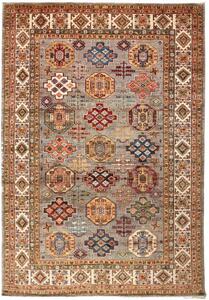 Tappeto Kazak Fine Geometrico Grigio Taupe Multicolore 210x307 Cm