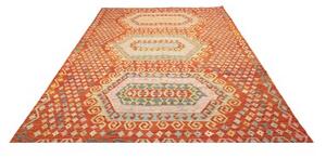 Tappeto Kilim Stilizzato Rosso Multicolore 203x290 Cm