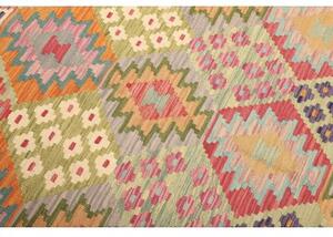 Tappeto Kilim Geometrico Rosso Verde Chiaro 205x293 Cm