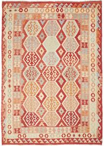 Tappeto Kilim Geometrico Rosso Beige 176x252 Cm