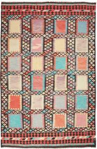 Tappeto Kilim Geometrico Marrone Scuro Multicolore 199x309 Cm