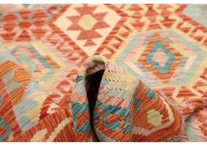 Tappeto Kilim Geometrico Arancione Azzurro 174x234 Cm