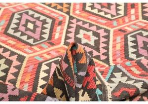 Tappeto Kilim Geometrico Grigio Scuro Corallo 206x278 Cm