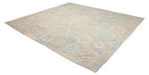 Tappeto Kilim Geometrico Grigio Tortora Turchese 262x290 Cm