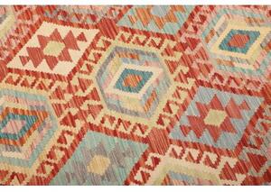 Tappeto Kilim Geometrico Arancione Azzurro 174x234 Cm