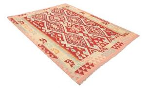 Tappeto Kilim Geometrico Rosso Azzurro 180x231 Cm
