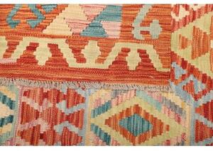 Tappeto Kilim Geometrico Arancione Azzurro 174x234 Cm