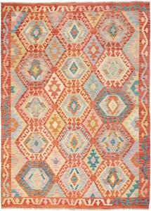 Tappeto Kilim Geometrico Arancione Azzurro 174x234 Cm