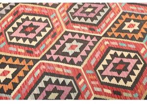 Tappeto Kilim Geometrico Grigio Scuro Corallo 206x278 Cm