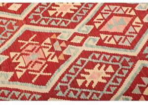 Tappeto Kilim Geometrico Rosso Azzurro 180x231 Cm