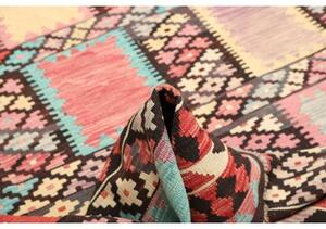 Tappeto Kilim Geometrico Marrone Scuro Multicolore 199x309 Cm