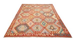Tappeto Kilim Geometrico Arancione Azzurro 174x234 Cm