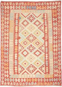 Tappeto Kilim Geometrico Rosso Mattone Avorio 174x242 Cm