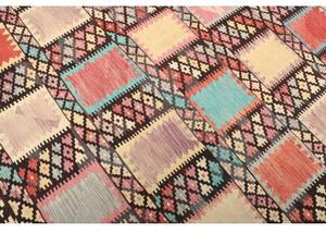 Tappeto Kilim Geometrico Marrone Scuro Multicolore 199x309 Cm