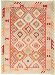 Tappeto Kilim Geometrico Rosso Mattone Beige 181x238 Cm