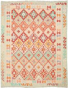 Tappeto Kilim Geometrico Rosso Mattone Avorio 156x197 Cm