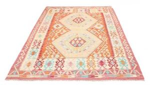 Tappeto Kilim Stilizzato Arancione Avorio 158x215 Cm