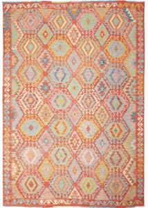 Tappeto Kilim Geometrico Rosso Mattone Multicolore 205x294 Cm