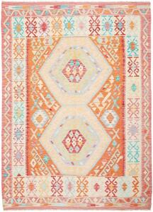 Tappeto Kilim Stilizzato Arancione Avorio 158x215 Cm