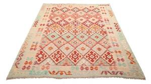 Tappeto Kilim Geometrico Rosso Mattone Avorio 156x197 Cm