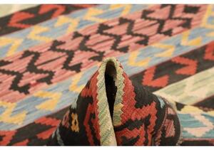 Tappeto Kilim Geometrico Marrone Scuro Rosso Mattone 202x305 Cm