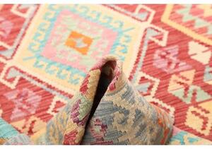 Tappeto Kilim Stilizzato Rosso Azzurro 154x190 Cm