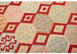 Tappeto Kilim Geometrico Rosso Beige 185x241 Cm