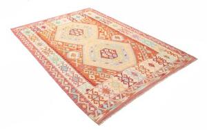 Tappeto Kilim Stilizzato Arancione Avorio 158x215 Cm