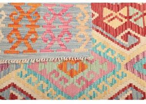 Tappeto Kilim Stilizzato Rosso Azzurro 154x190 Cm