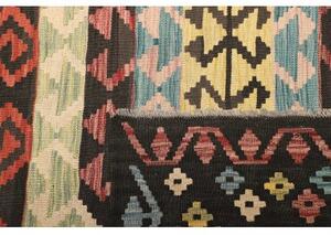 Tappeto Kilim Geometrico Marrone Scuro Rosso Mattone 202x305 Cm